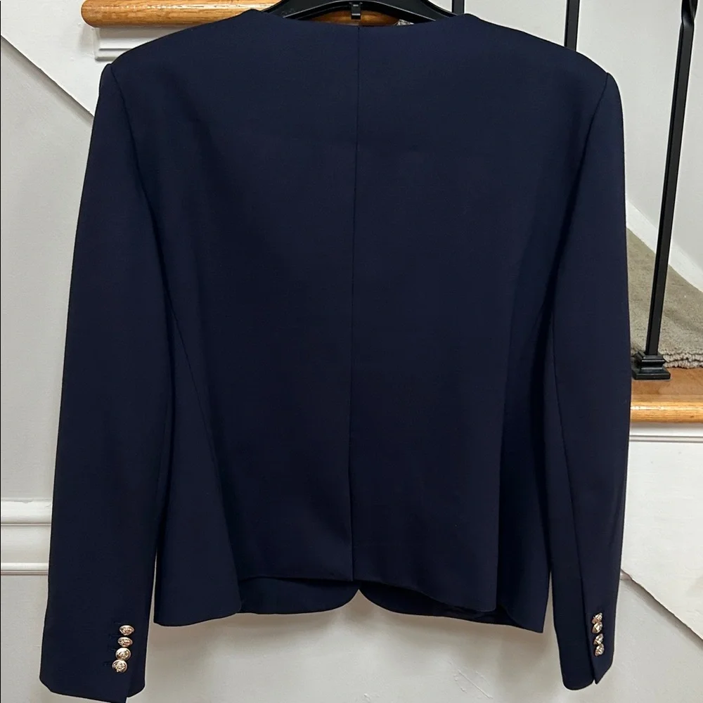 Ann Taylor Navy Blazer and wide leg pants with Gold Buttons - Picture 4 of 11